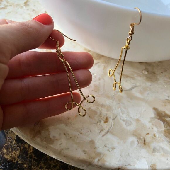 14k Gold Plated Filigree Swirl Dangle Earrings - Picture 4 of 8